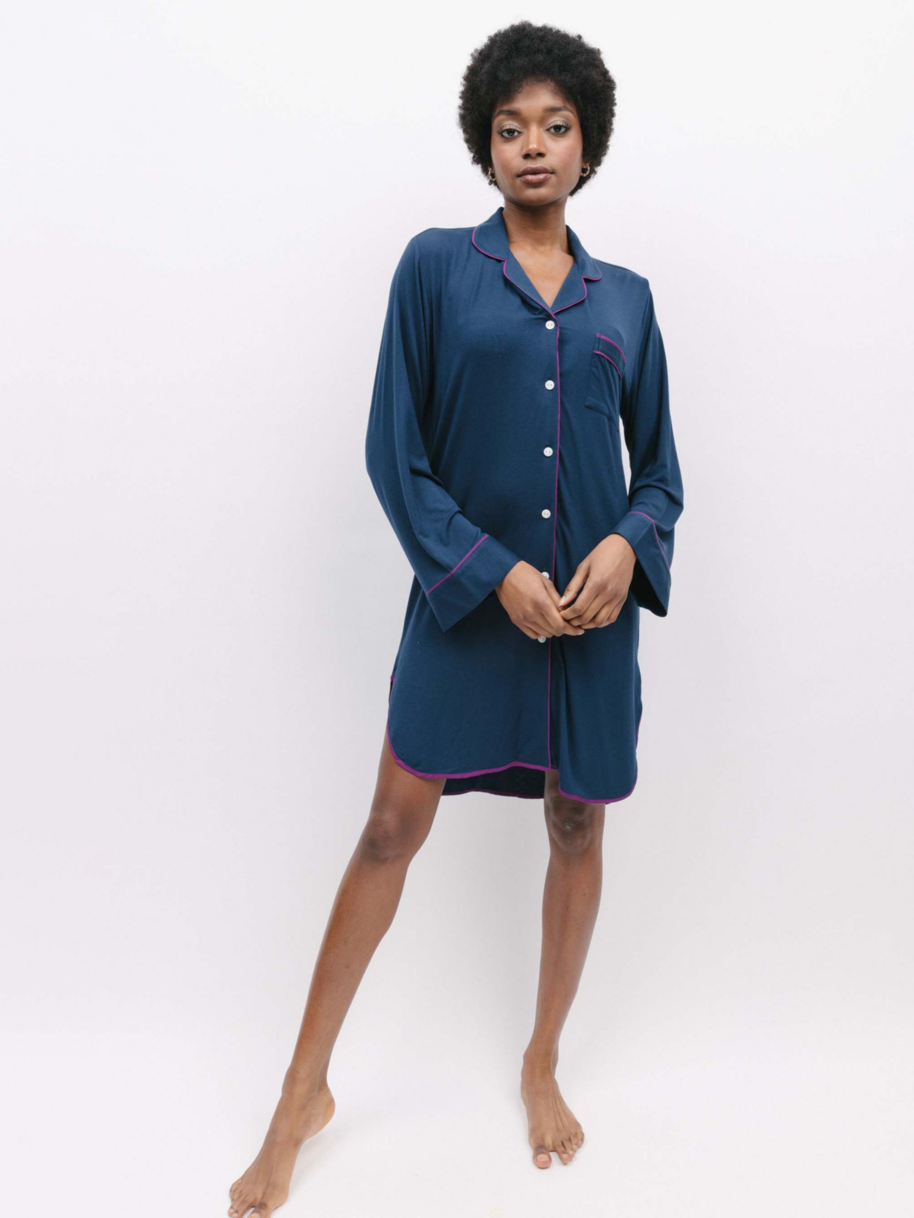 Buy Fable & Eve Southbank Knitted Long Sleeve Nightshirt, Navy Online at johnlewis.com