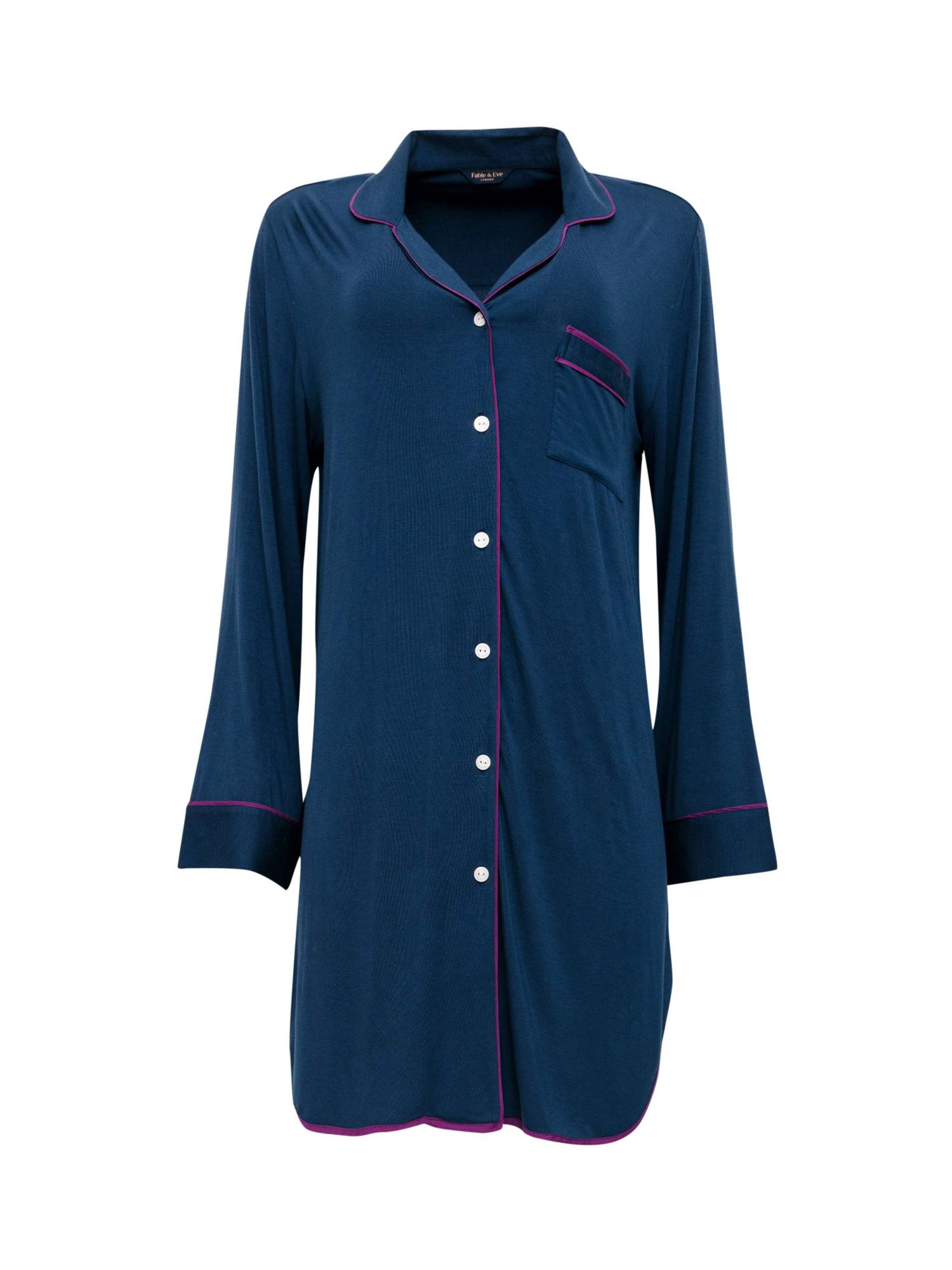 Fable & Eve Southbank Knitted Long Sleeve Nightshirt, Navy at John ...