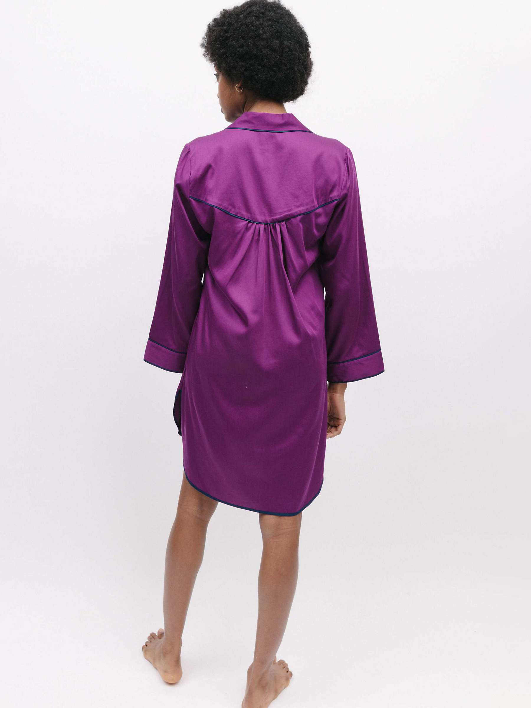 Buy Fable & Eve Southbank Solid Long Sleeve Nightshirt, Magenta Online at johnlewis.com