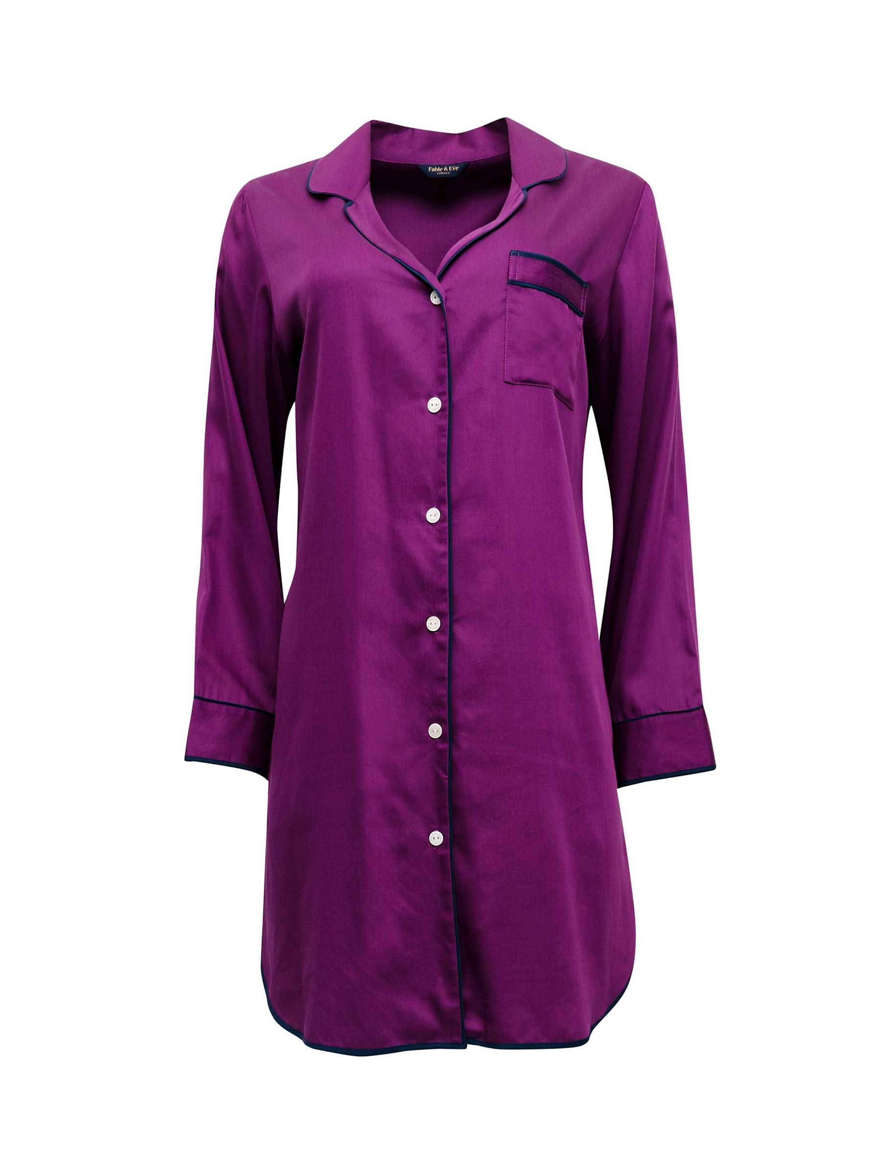 Buy Fable & Eve Southbank Solid Long Sleeve Nightshirt, Magenta Online at johnlewis.com