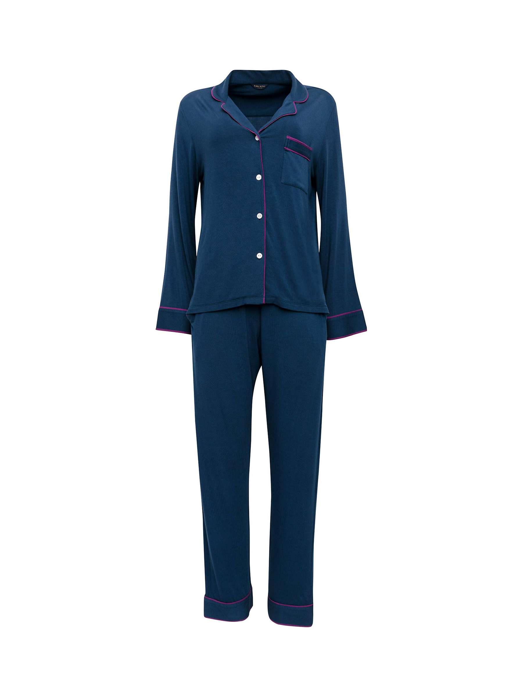 Buy Fable & Eve Southbank Solid Pyjama Set, Navy Online at johnlewis.com