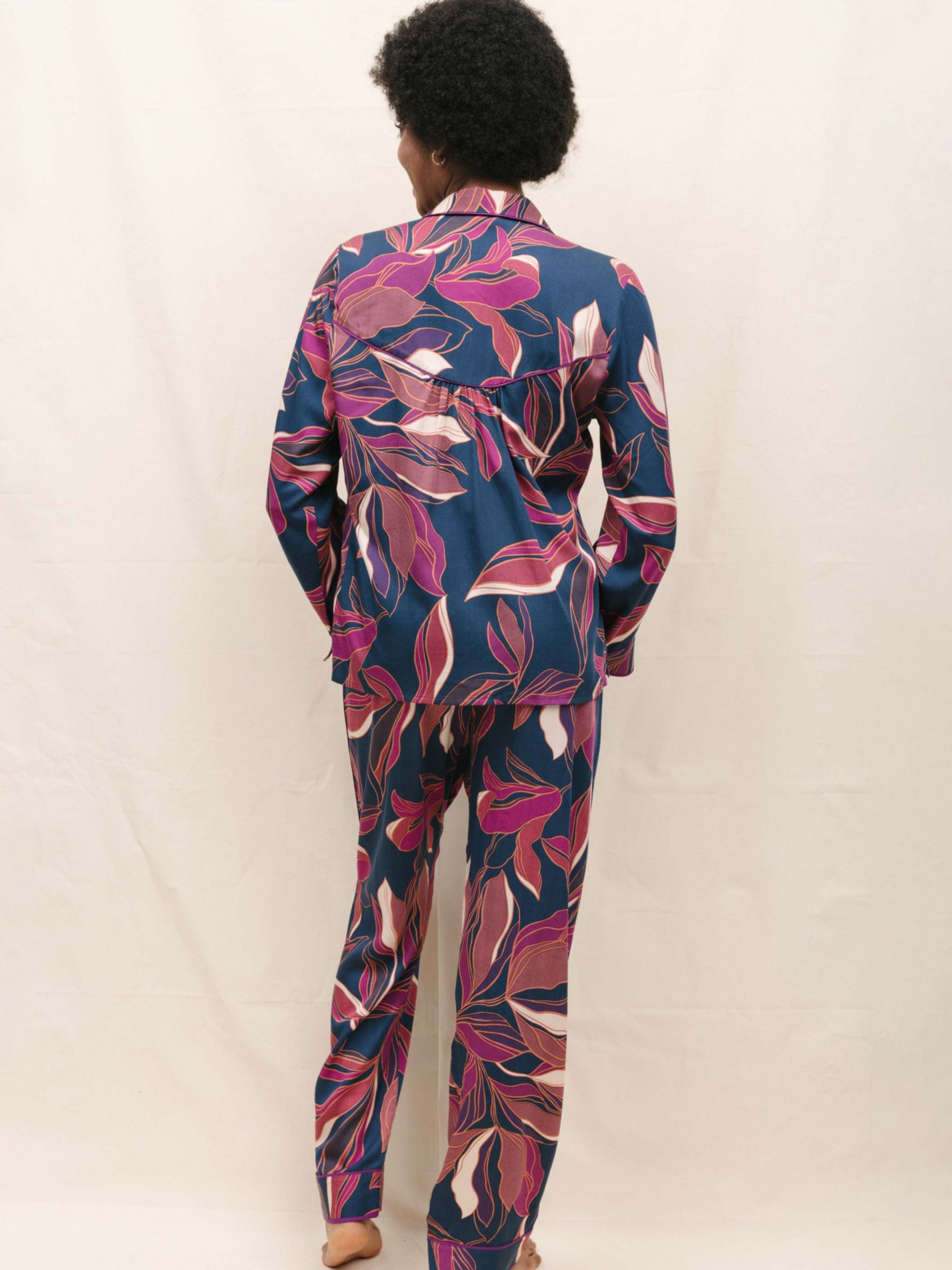 Buy Fable & Eve Southbank Leaf Print Long Sleeve Pyjama Set, Navy Online at johnlewis.com