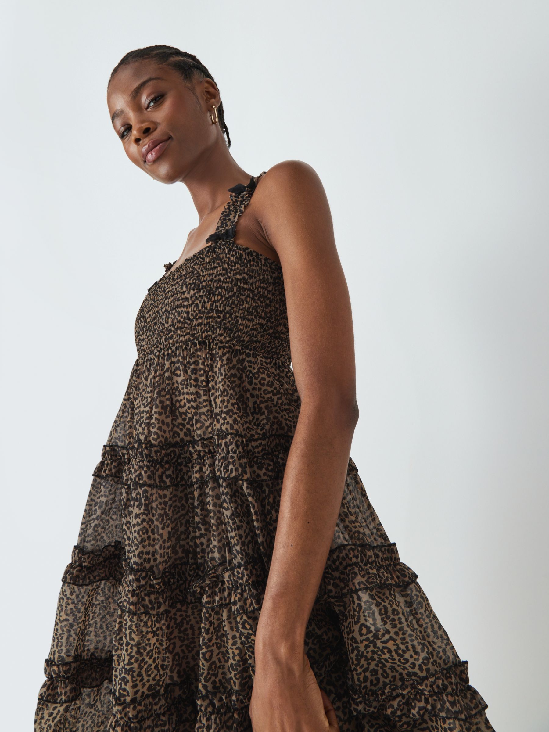 Sister Jane Lisette Leopard Print Midi Dress, Tan at John Lewis