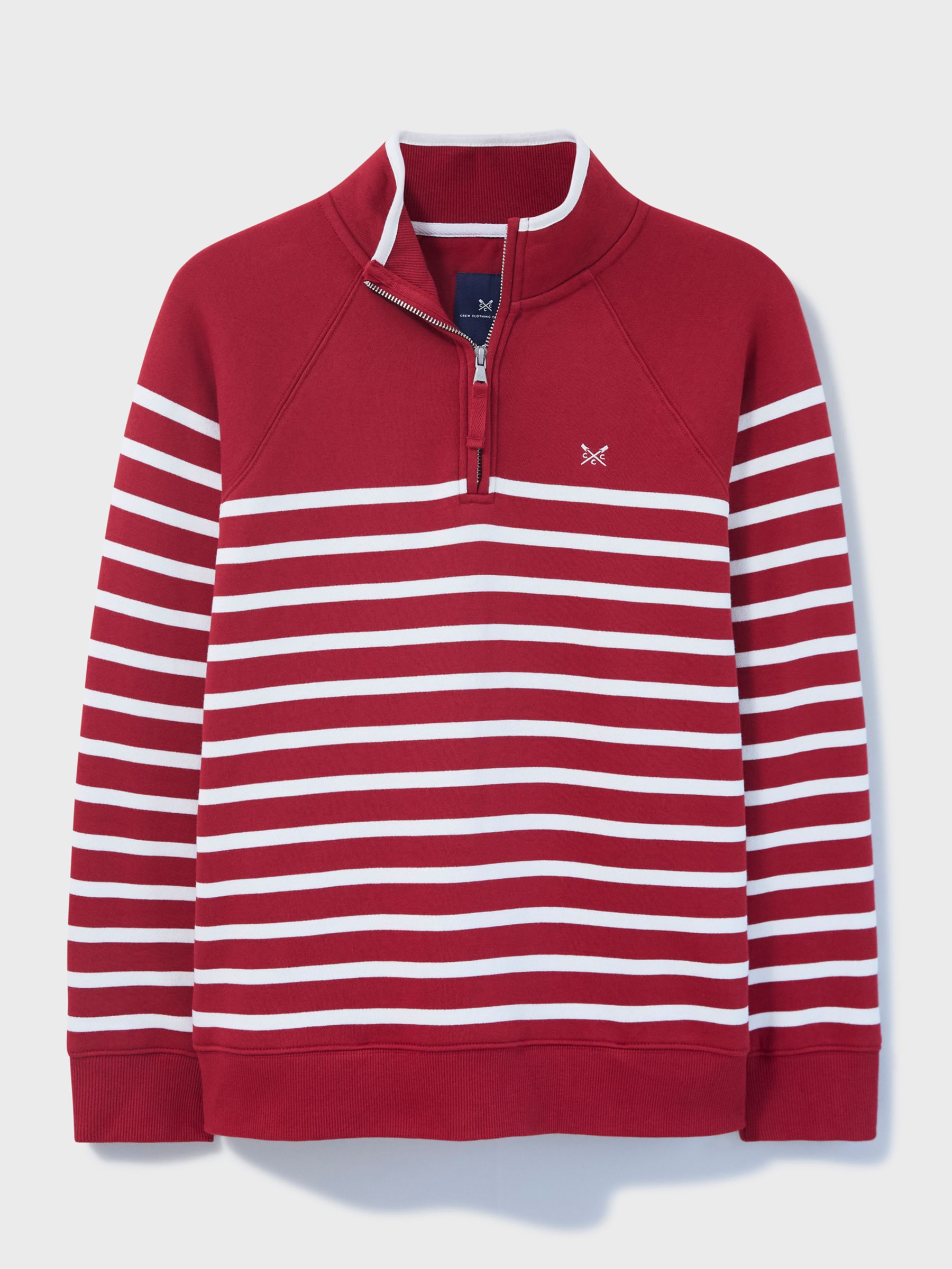 Crew Clothing Half Zip Sweatshirt, Claret Red at John Lewis & Partners