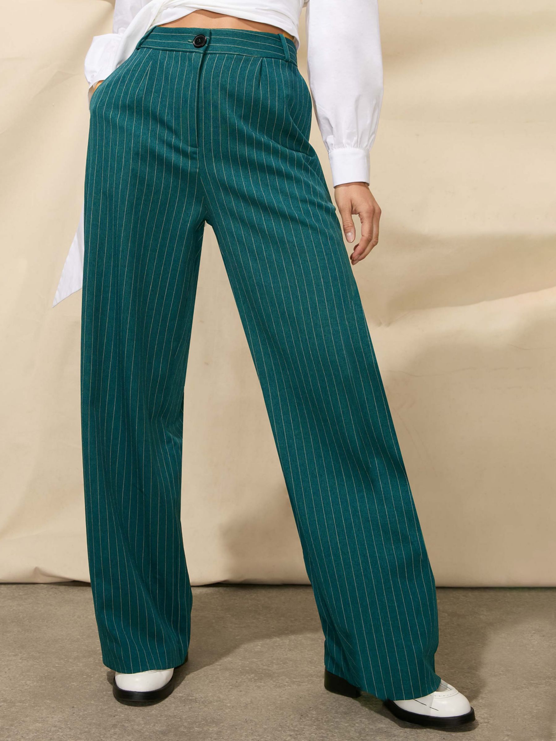 Ro&Zo Pinstripe Trousers, Green, 6