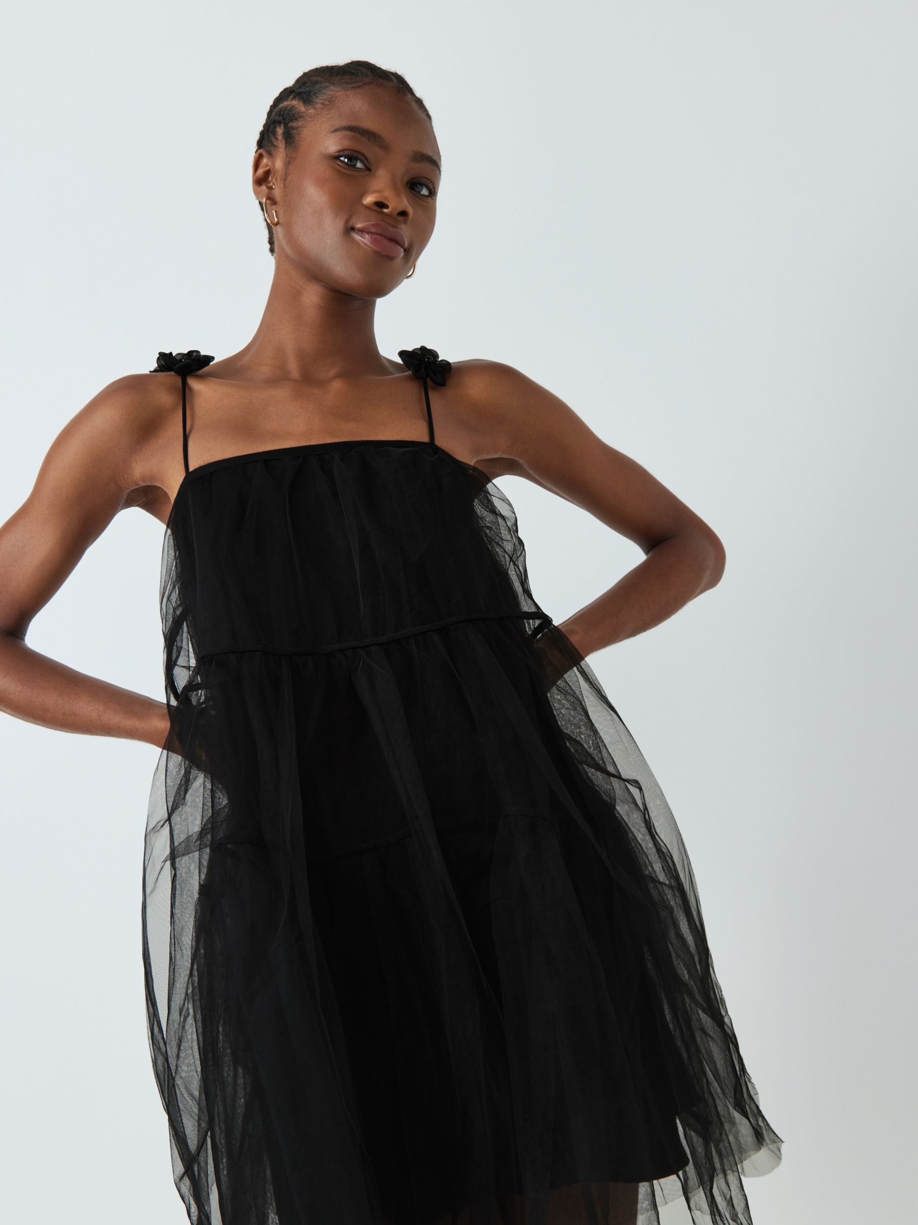 Aurore Tulle Cami Dress - Coal Black – ban.do