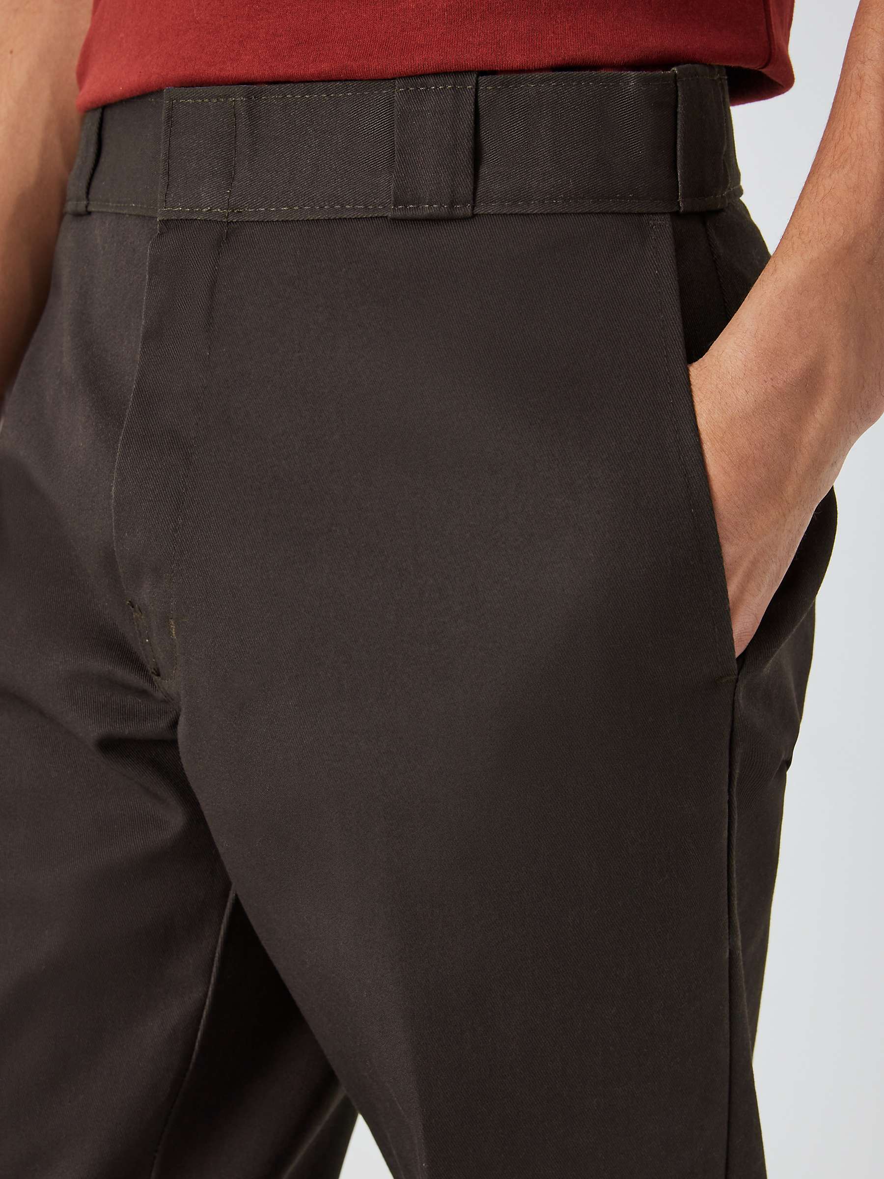 Dickies 874 Cropped Work Trousers, Dark Brown at John Lewis & Partners