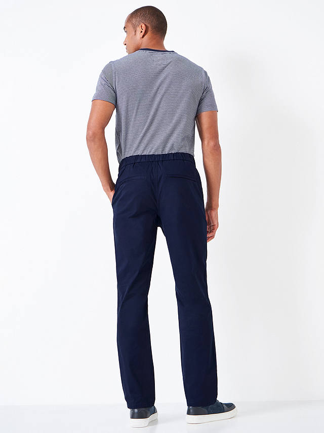 Crew Clothing Transporter Straight Trousers, Navy Blue at John Lewis ...