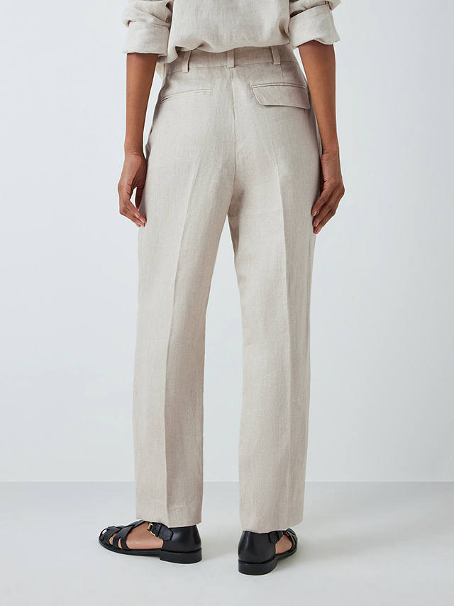 John Lewis Tapered Linen Trousers, Natural Twill