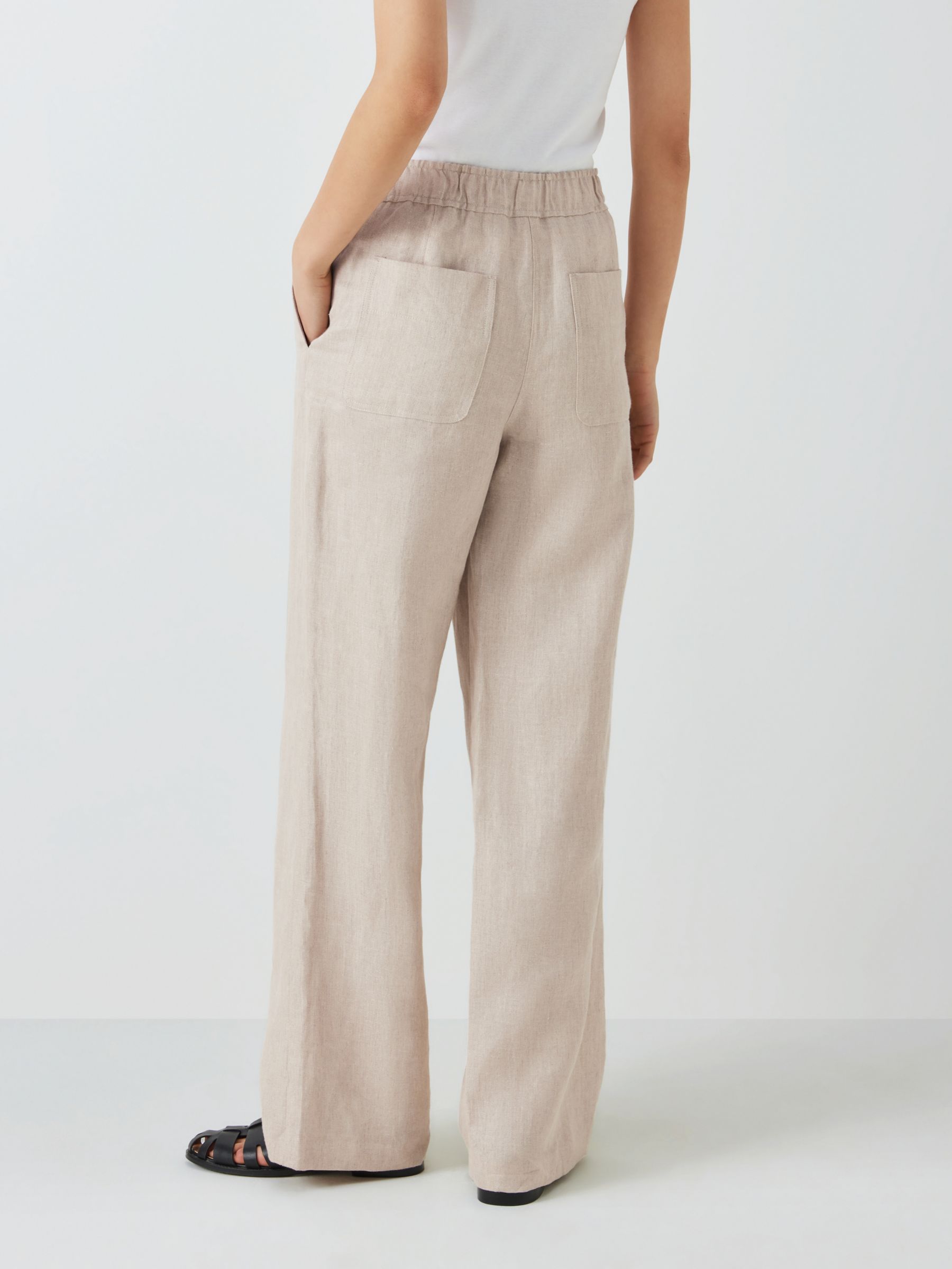 John Lewis Straight Fit Linen Trousers, Natural Twill, 8