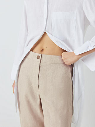 John Lewis Straight Fit Linen Trousers, Natural Twill