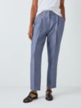 John Lewis Tapered Linen Trousers, Blue Twill