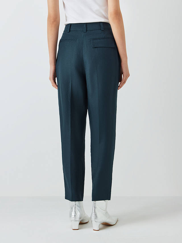 John Lewis Tapered Linen Trousers, Navy