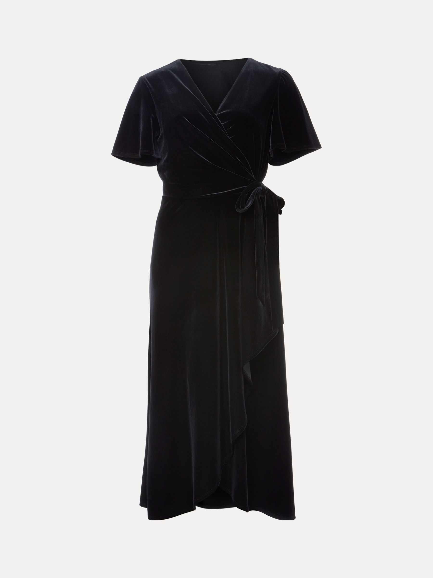 Phase Eight Julissa Velvet Ruffle Wrap Midi Dress, Black