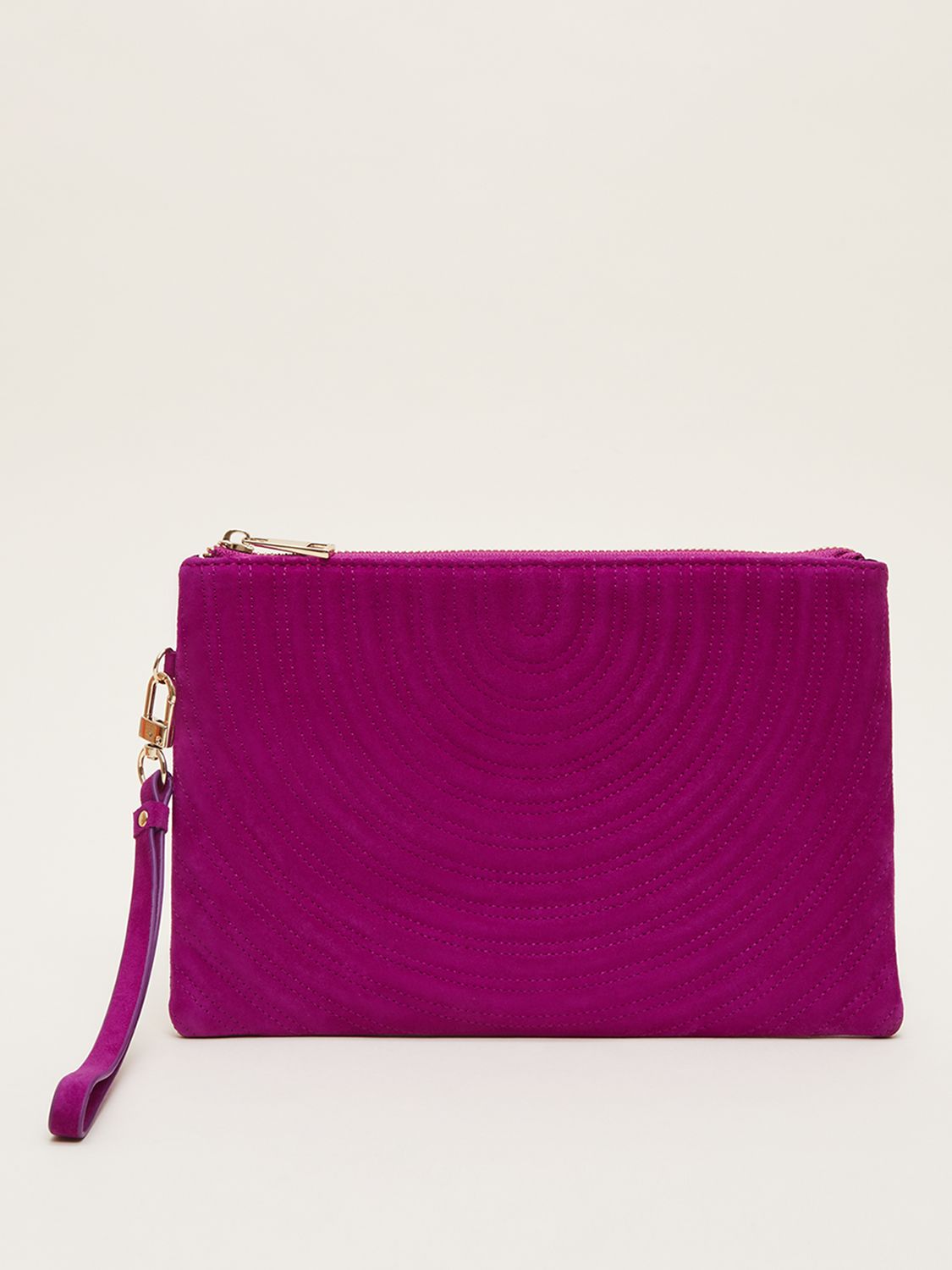 Phase Eight Suede Stitch Clutch Bag Pink One Size