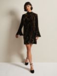 Phase Eight Rayna Velvet Swirl Mini Dress, Black/Multi