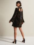 Phase Eight Rayna Velvet Swirl Mini Dress, Black/Multi