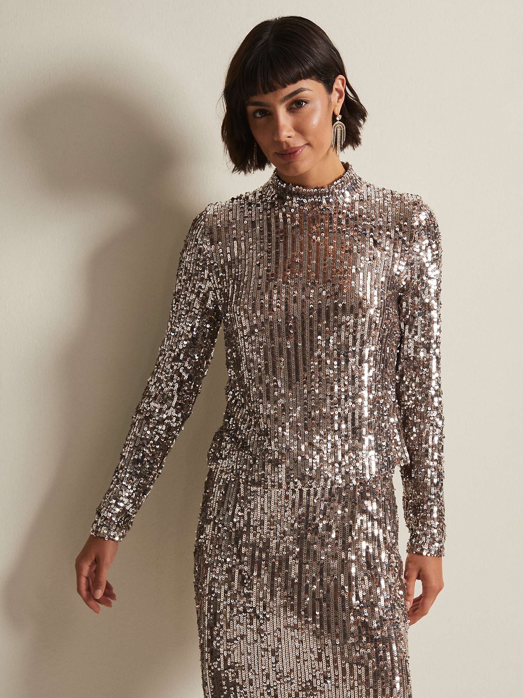 Buy Phase Eight Zaylee Sequin Top, Silver Online at johnlewis.com