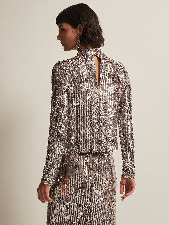 Phase Eight Zaylee Sequin Top, Silver