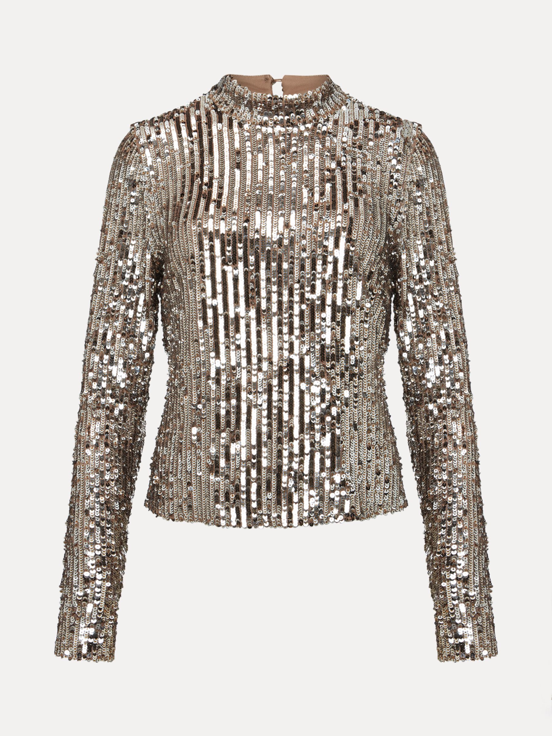 Phase Eight Zaylee Sequin Top, Silver, 8