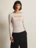 Phase Eight Ciara Cut Out Lurex Knitted Top, Neutral