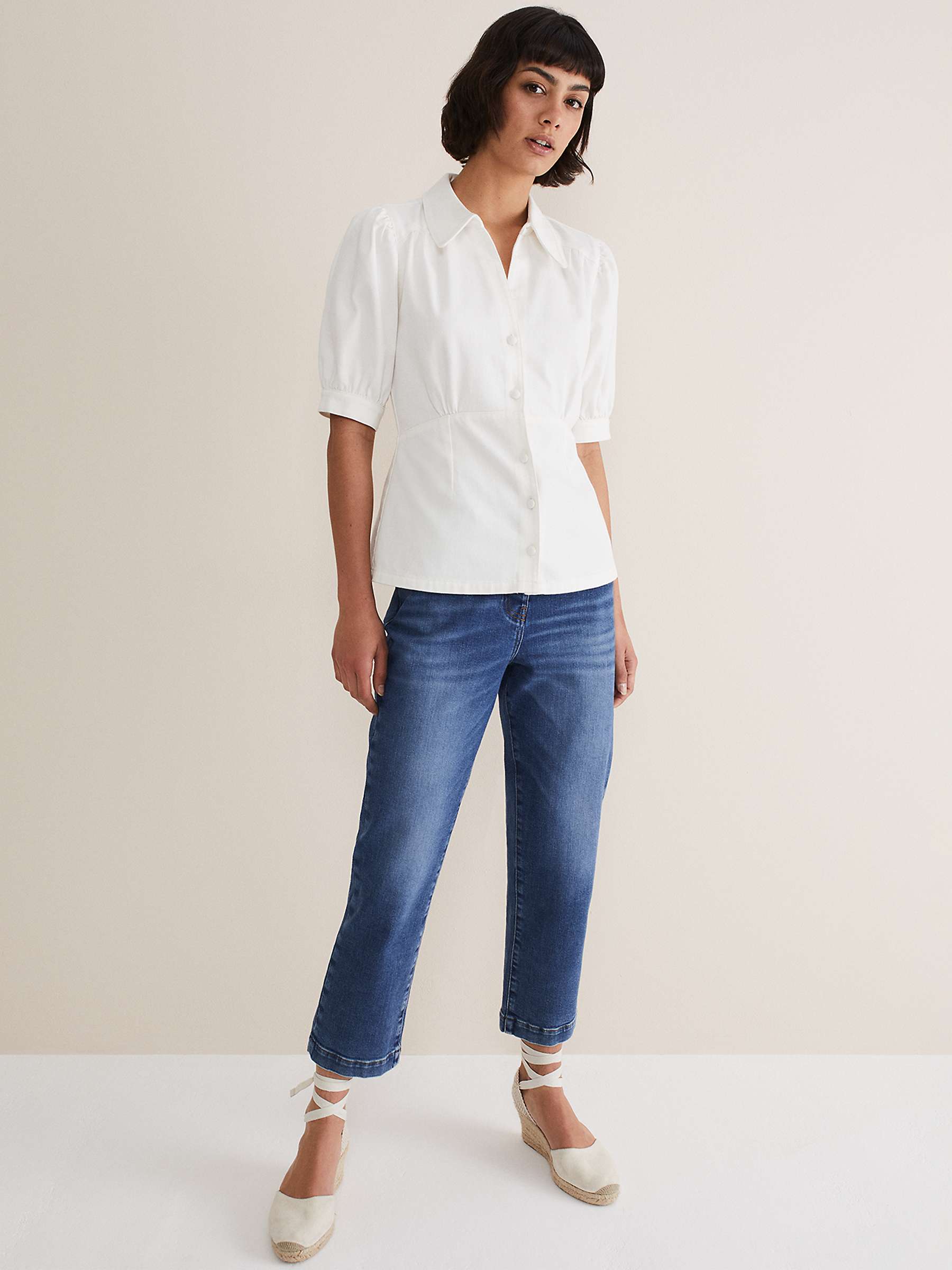 Buy Phase Eight Cosette Denim Top, White Online at johnlewis.com