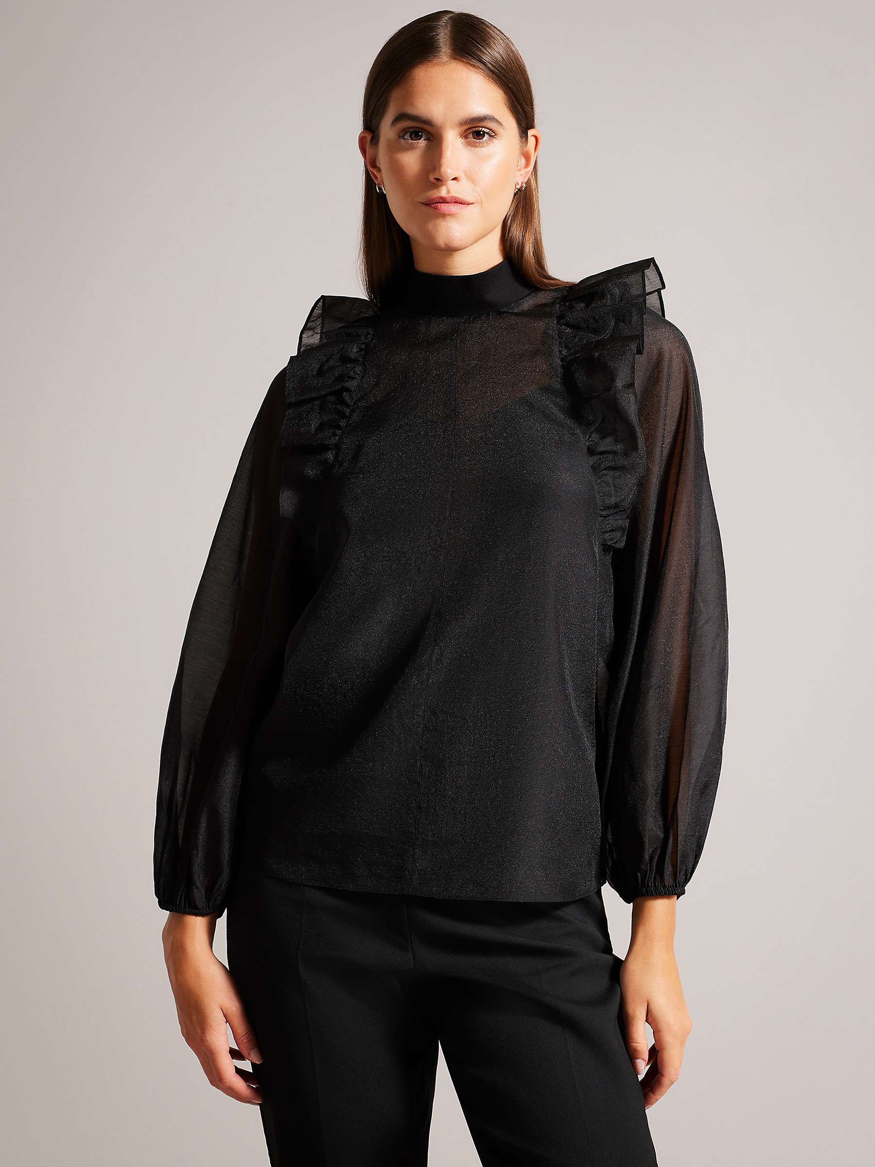 Buy Ted Baker Aubreei Knit Rib Collar Balloon Sleeves Top Online at johnlewis.com