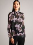 Ted Baker Theera Floral Chiffon Shirt, Black/Multi