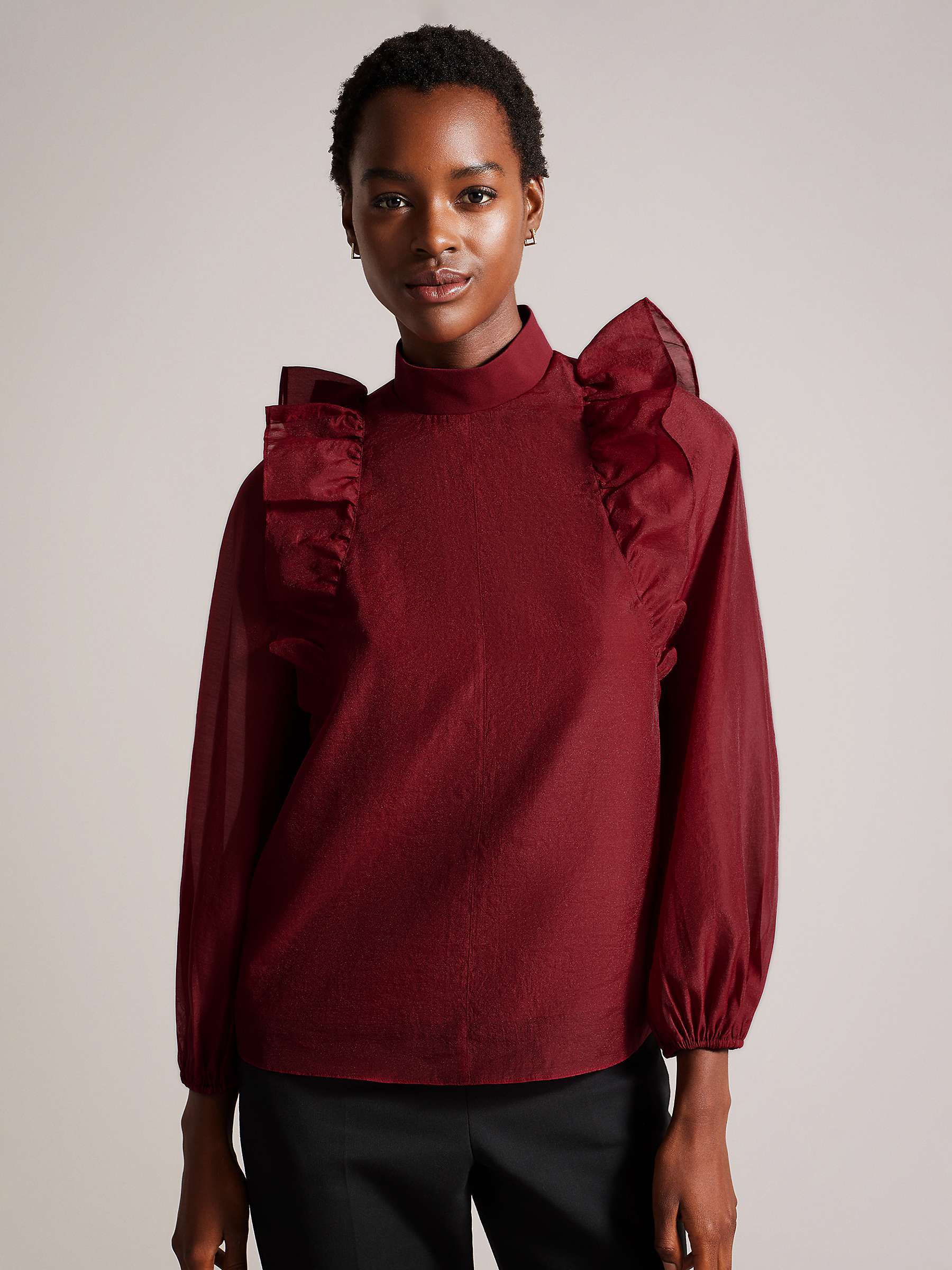 Buy Ted Baker Aubreei Knit Rib Collar Balloon Sleeves Top Online at johnlewis.com