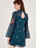 Monsoon Baylie Embellished Mini Dress, Teal