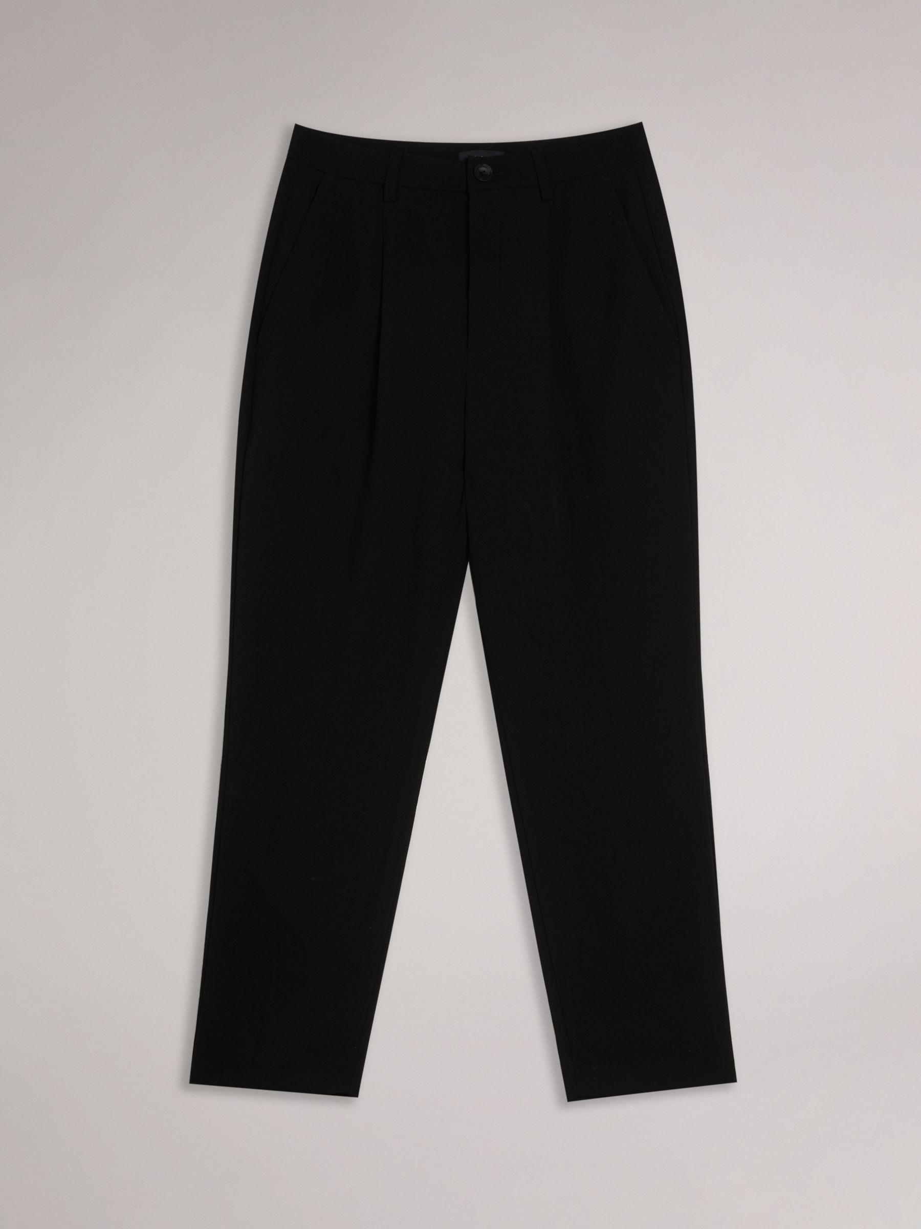 Ted Baker Lohren Pleat Front Tapered Leg Trousers, Black at John Lewis ...