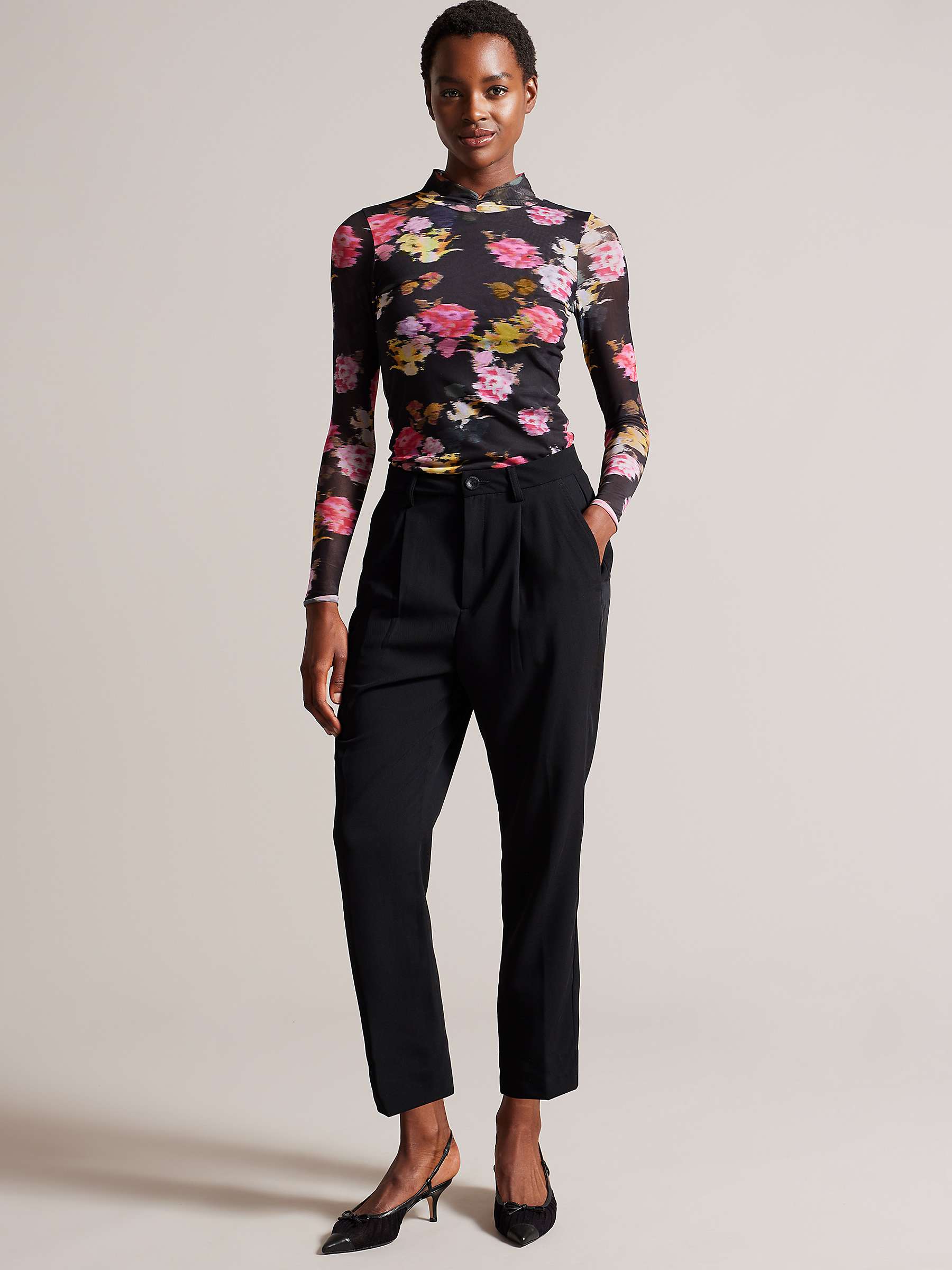 Buy Ted Baker Lohren Pleat Front Tapered Leg Trousers, Black Online at johnlewis.com