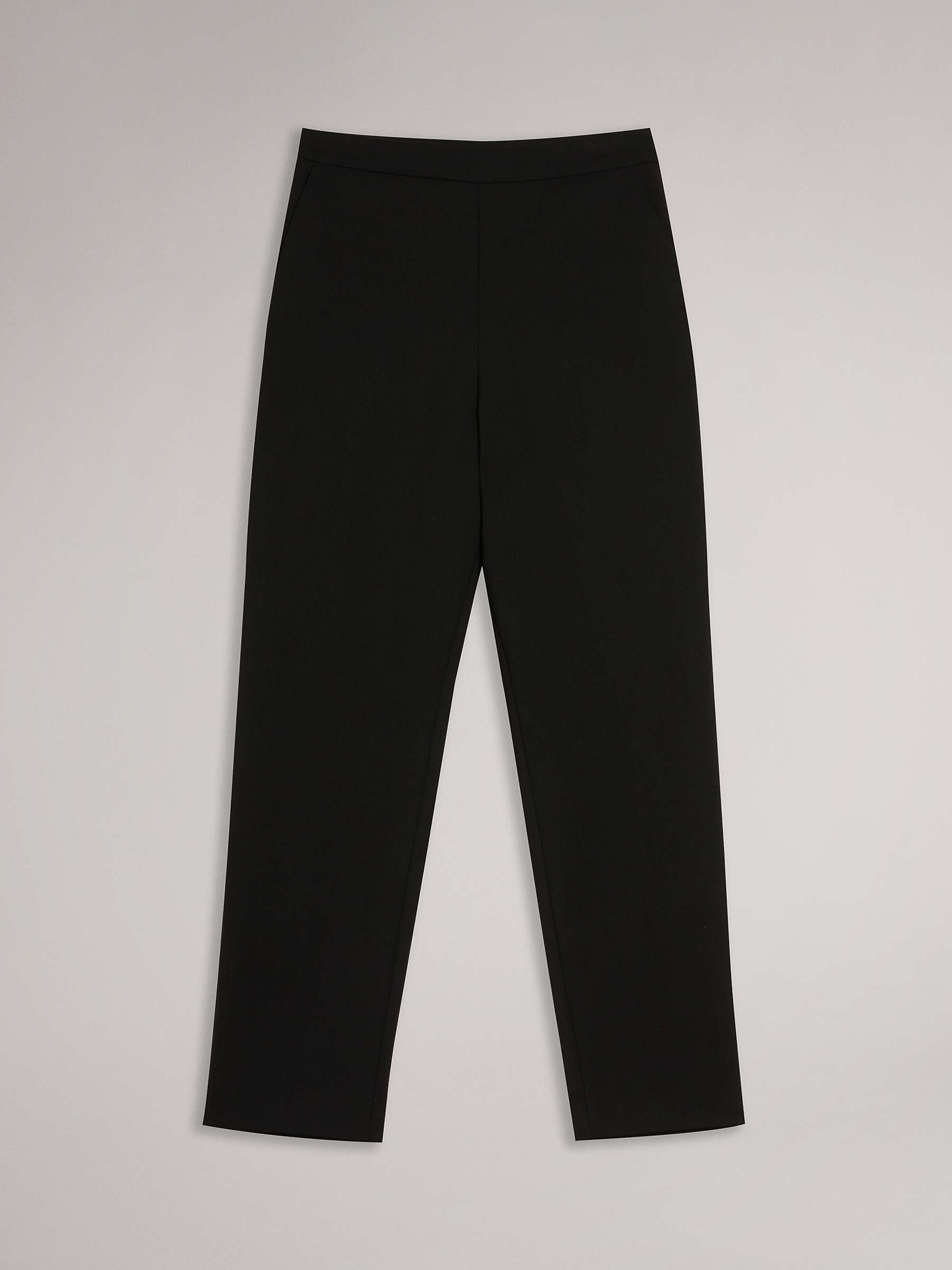 Buy Ted Baker Devana Flat Front Tapered Leg Trousers, Black Online at johnlewis.com
