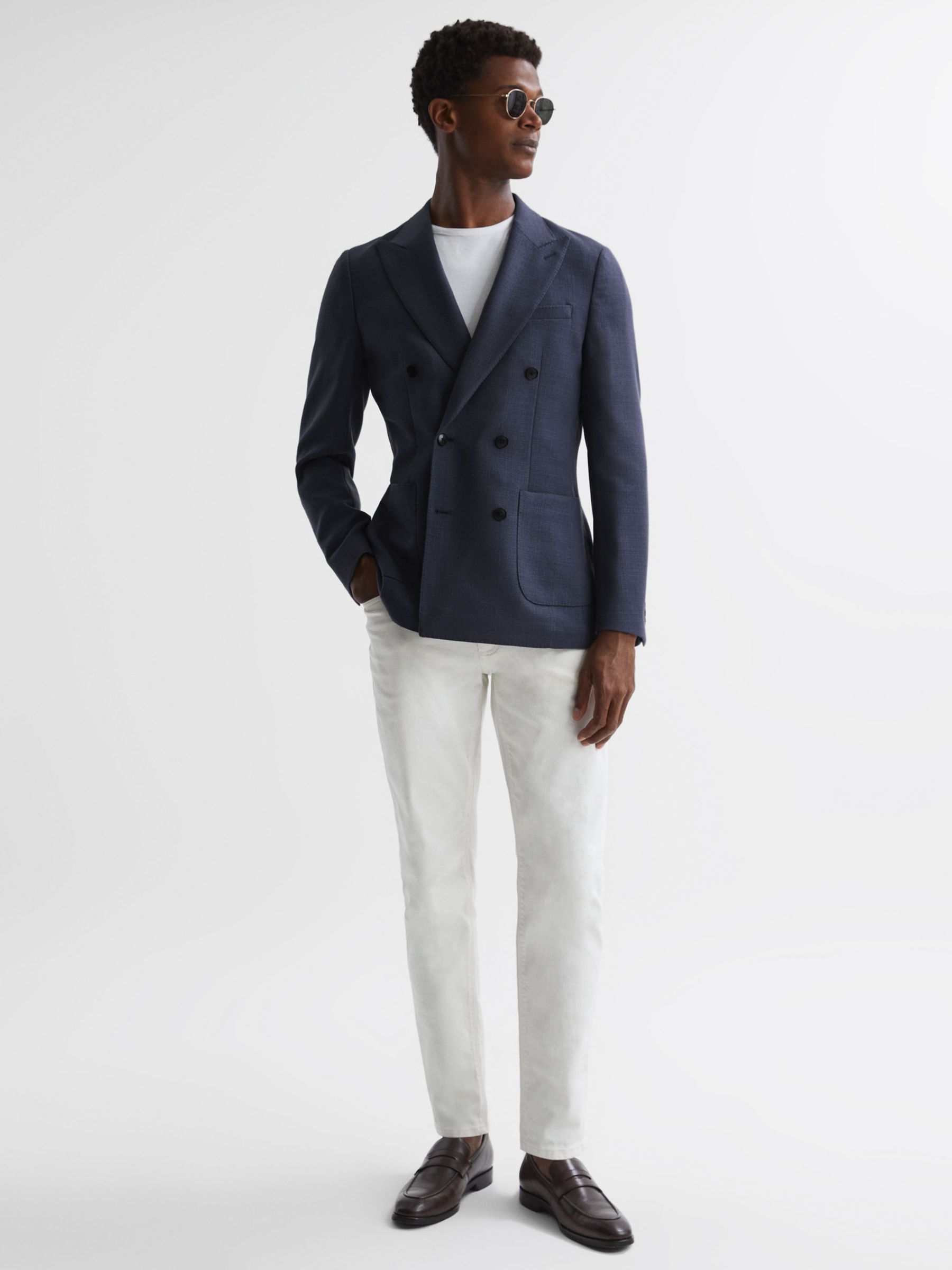 Reiss Admire Wool Blend Blazer, Airforce Blue at John Lewis & Partners