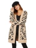 Yumi Animal Intarsia Long Cardigan, Beige