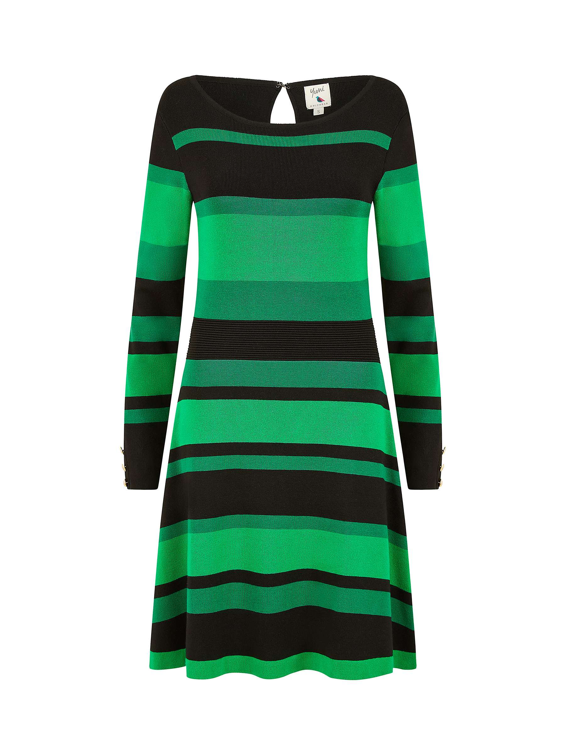 Buy Yumi Striped Knitted Skater Dress, Green Online at johnlewis.com
