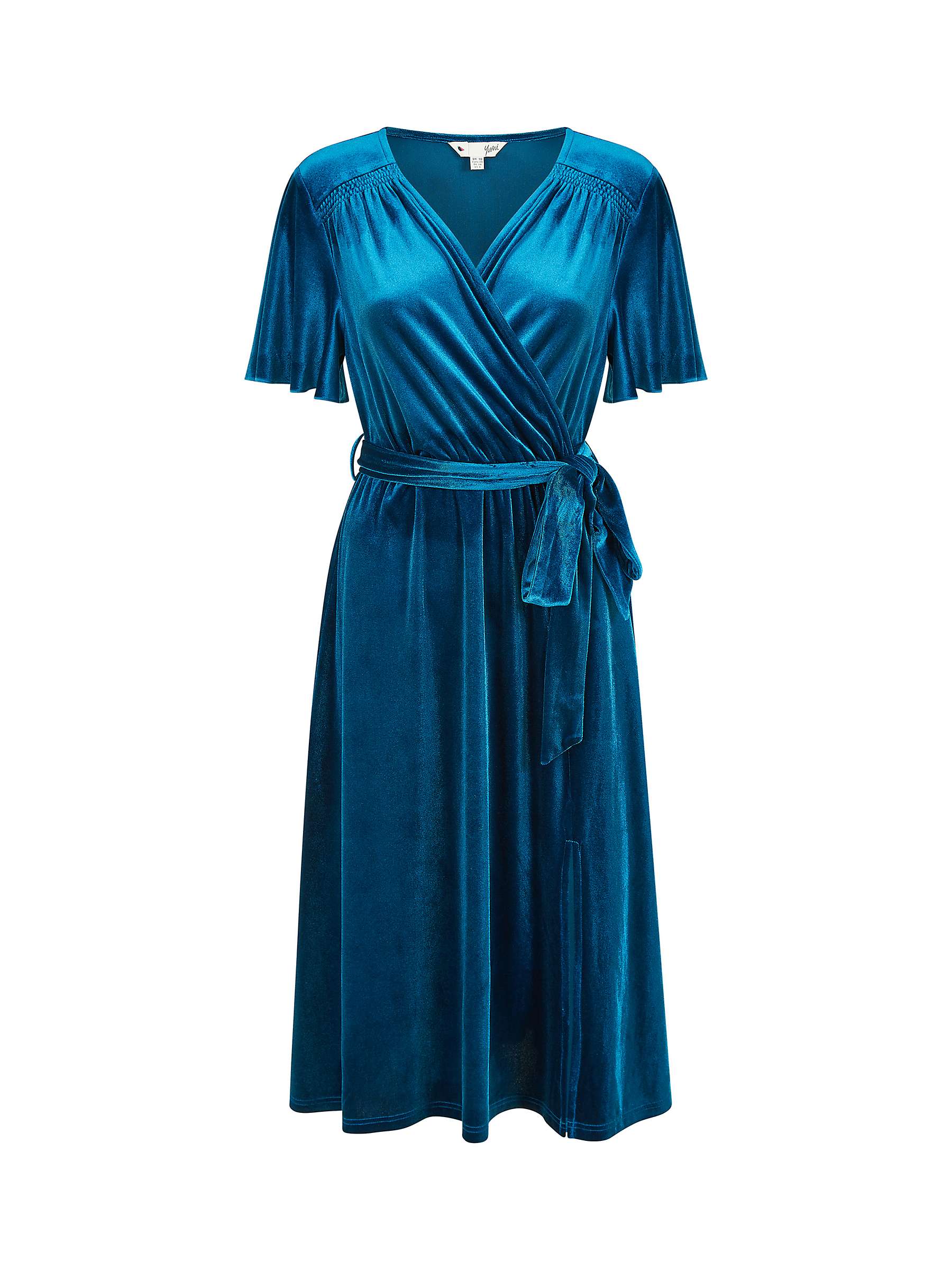 Buy Yumi Velvet Wrap Over Midi Dress, Teal Online at johnlewis.com