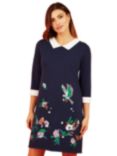 Yumi Embroidered Knitted Peter Pan Dress, Navy