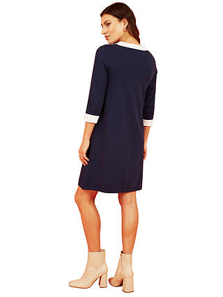 Yumi Embroidered Knitted Peter Pan Dress, Navy