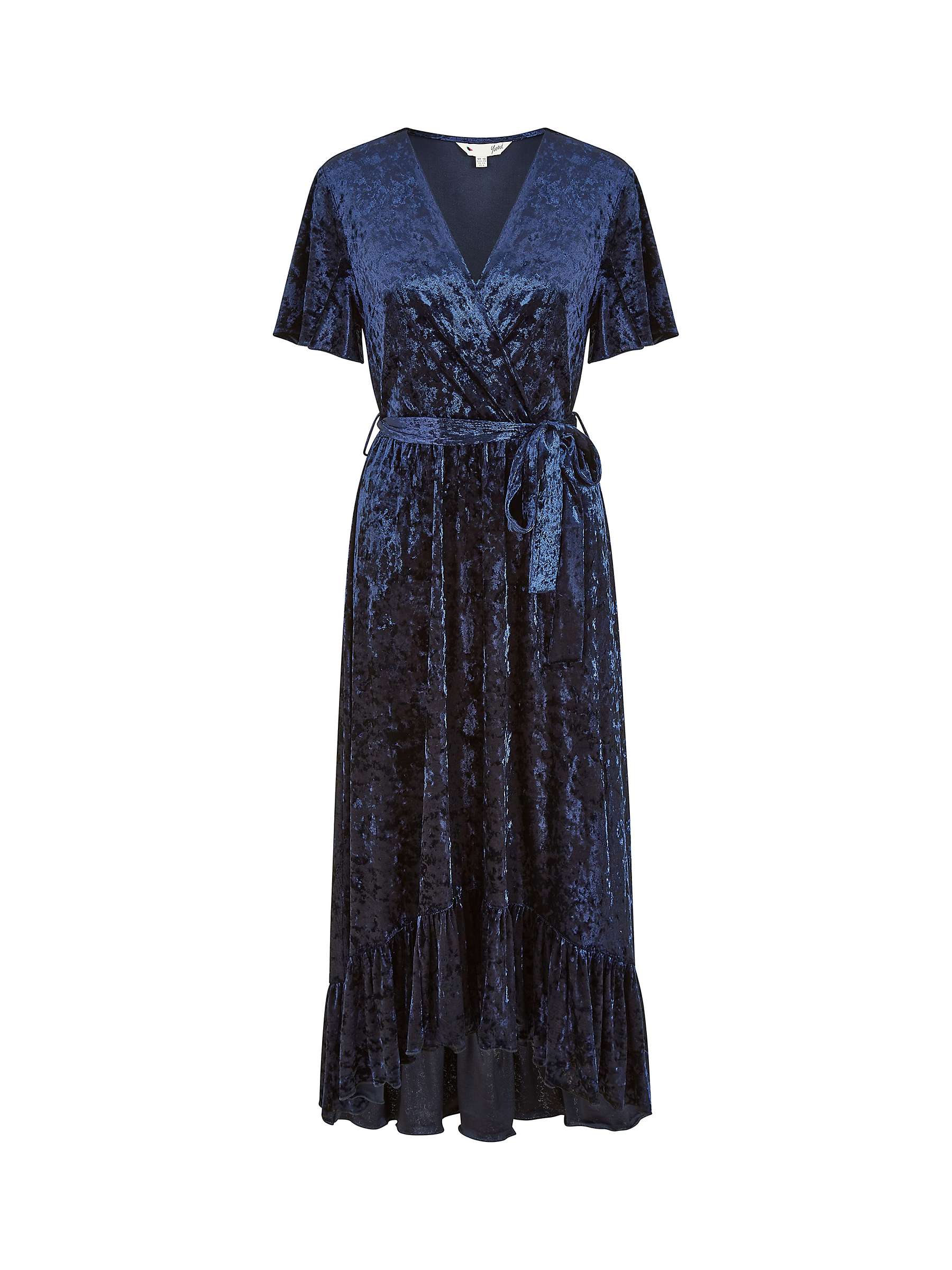 Buy Yumi Velvet Angel Sleeve Wrap Dress, Navy Online at johnlewis.com