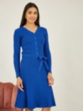Yumi Knitted Skater Button Dress, Blue