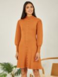 Yumi Knitted Button Up Midi Dress, Burnt Orange