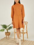 Yumi Knitted Button Up Midi Dress, Burnt Orange