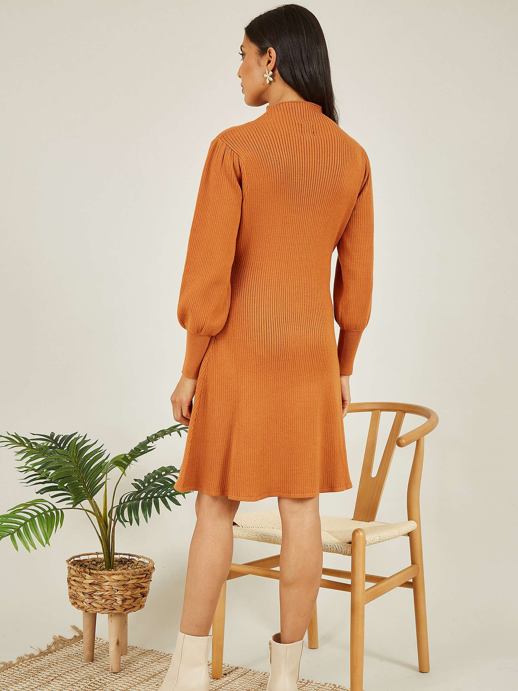 Buy Yumi Knitted Button Up Midi Dress, Burnt Orange Online at johnlewis.com