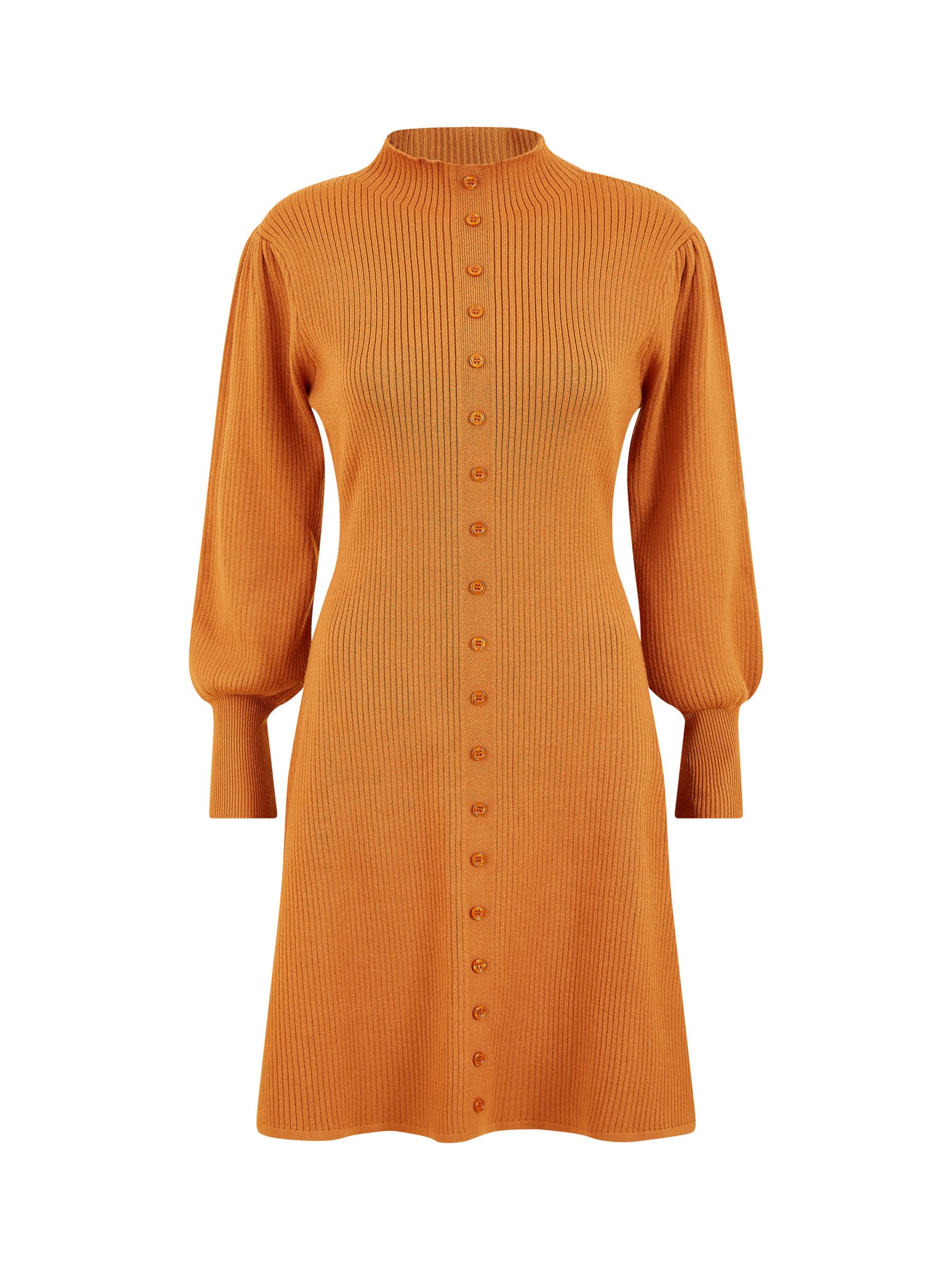 Buy Yumi Knitted Button Up Midi Dress, Burnt Orange Online at johnlewis.com