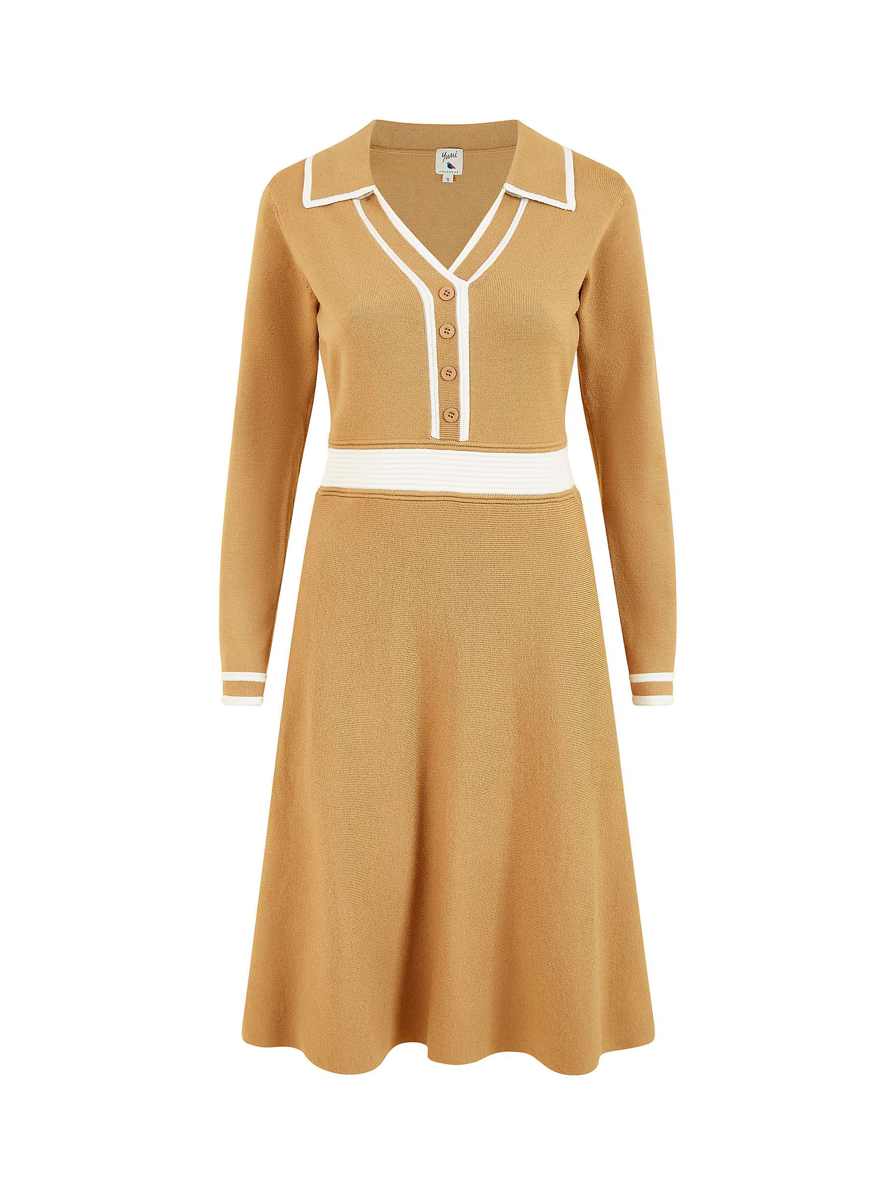 Buy Yumi Contrast Collar Knitted Dress, Camel Online at johnlewis.com
