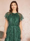 Yumi Sequin Angel Sleeve Midi Dress, Green