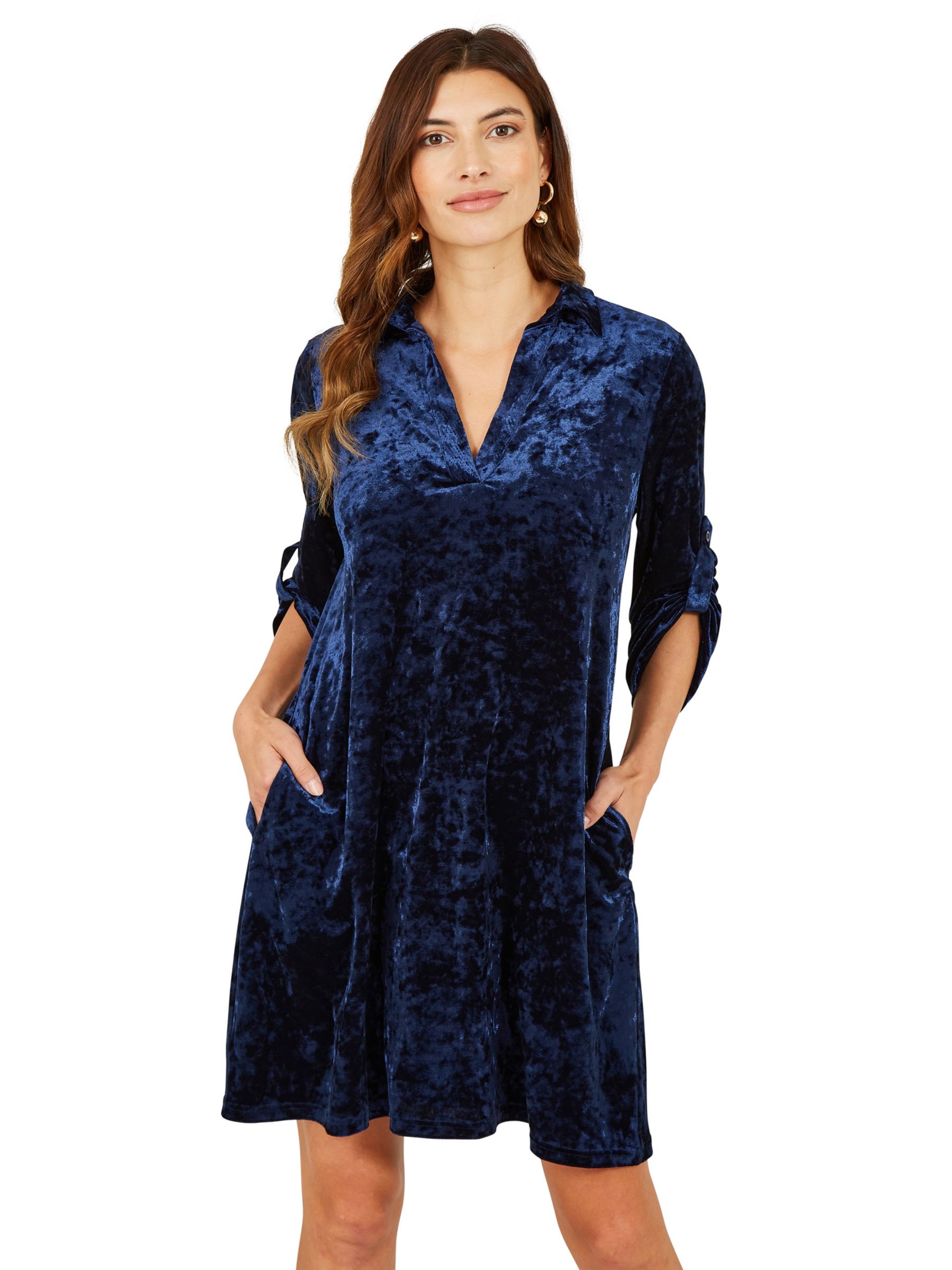 Buy Yumi Velvet Tunic Dress, Navy Online at johnlewis.com