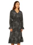 Yumi Mela London Butterfly Print Long Sleeve Midi Dress, Black