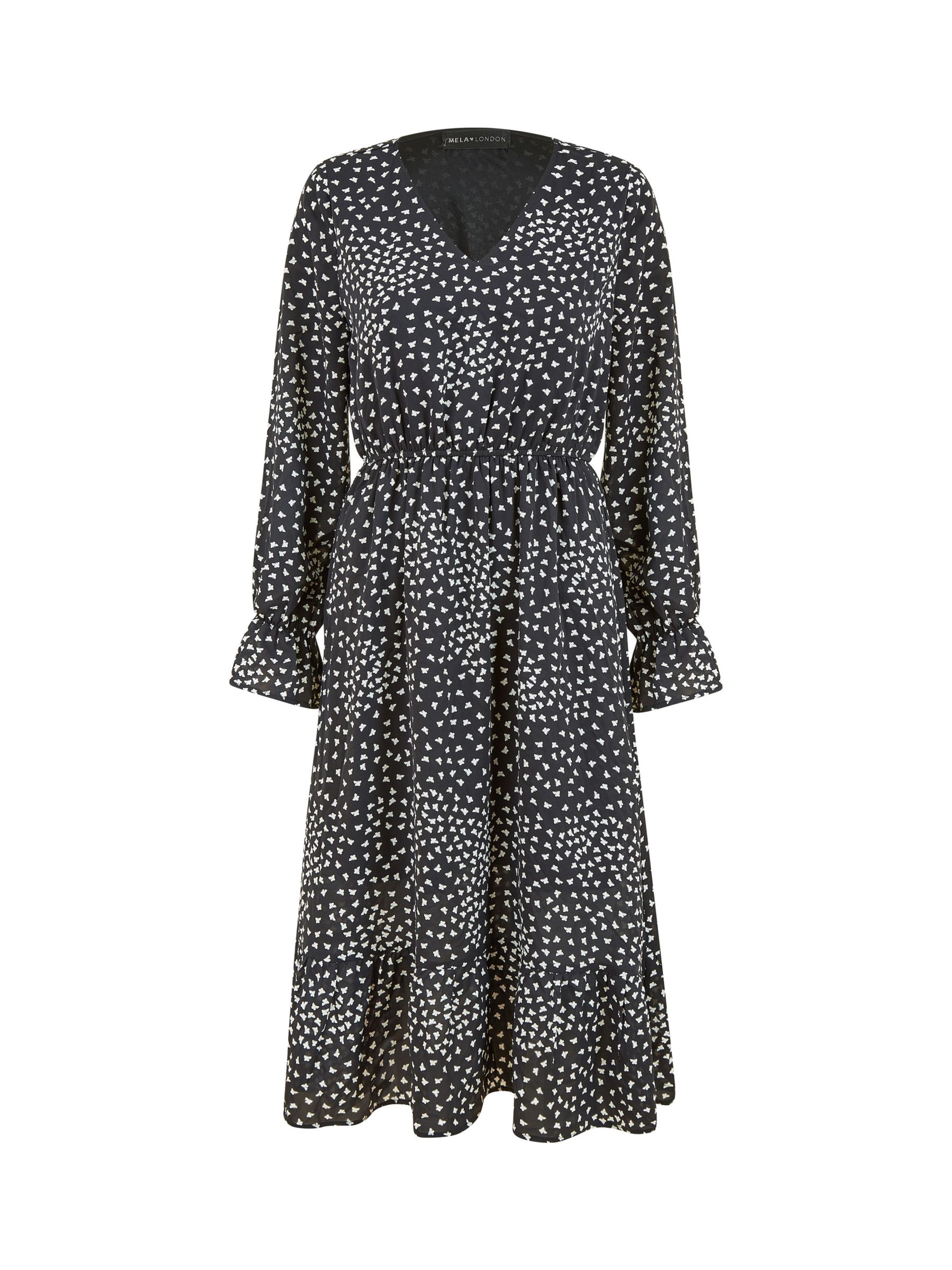 Buy Yumi Mela London Butterfly Print Long Sleeve Midi Dress, Black Online at johnlewis.com